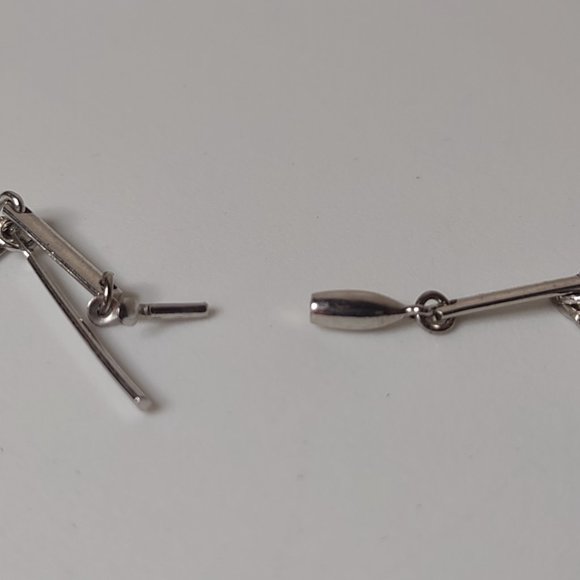 Very Long Silver Tone Dangling Bar Necklace 53.5 Inches - Picture 9 of 11